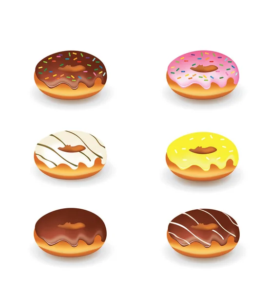 Set Four Decorated Donuts Vector — Stock Vector