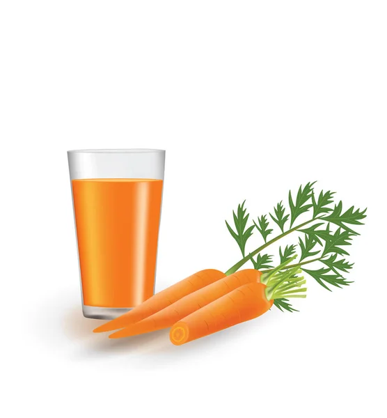Zumo Zanahoria Con Zanahorias Frescas Lado Del Vaso Vector — Archivo Imágenes Vectoriales