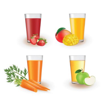 Suyu bir bardak meyve, vektör