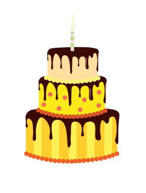 Sarı Doğum günü pastası, vektör