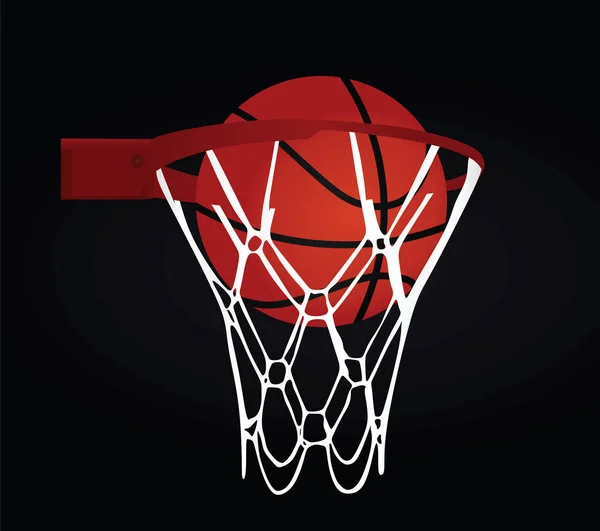 Basketbal Basket Zwarte Achtergrond Vectorillustratie — Stockvector