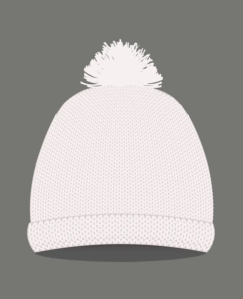 Chapeau Hiver Tricoté Blanc Illustration Vectorielle — Image vectorielle