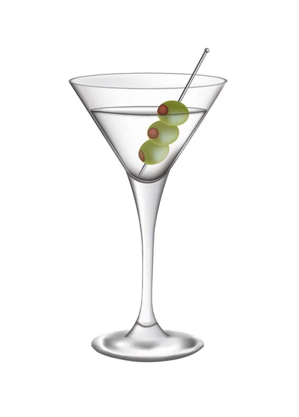 Vidro Martini Com Olives Vector Ilustração — Vetor de Stock