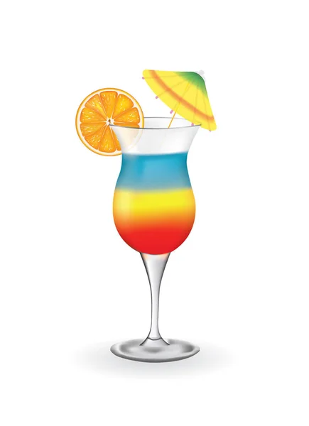 Cocktail Été Avec Orange Parapluie Vecteur — Image vectorielle