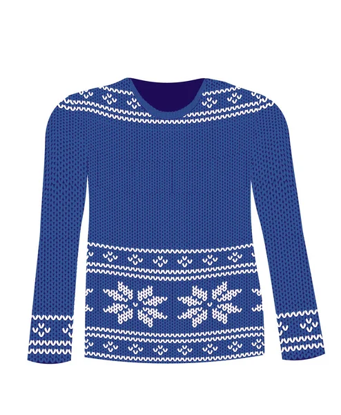 Örme kazak Nordic desenli mavi, vektör