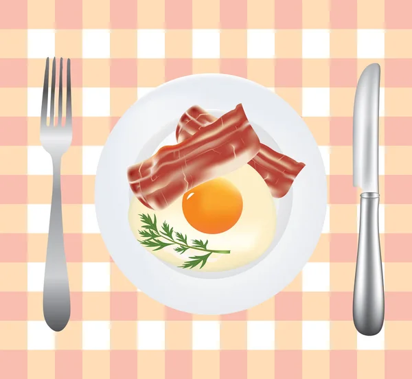 Placa Desayuno Con Huevo Tocino Vector — Archivo Imágenes Vectoriales