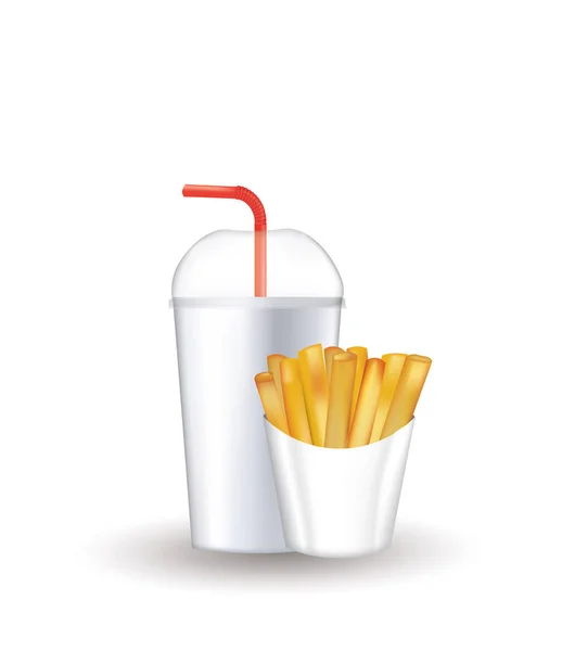 Fast Food Set Refrigerante Batatas Fritas Ilustração Vetorial —  Vetores de Stock