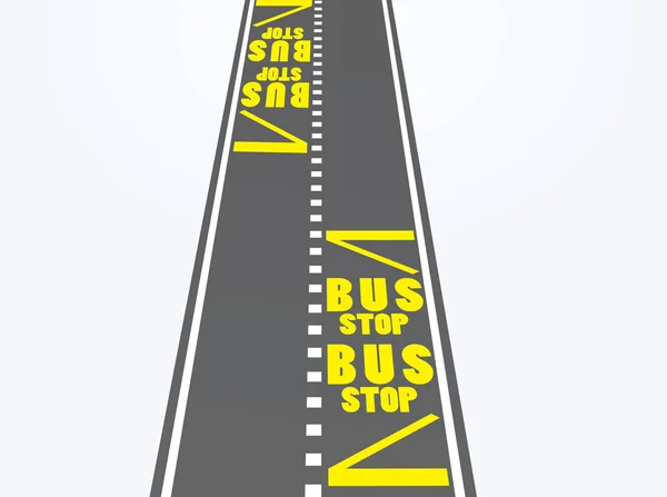 道路上のバス停 ベクトル図 — ストックベクタ