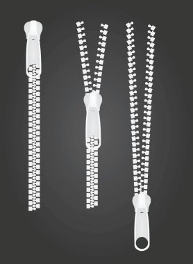 Fermuar, açık ve kapalı, vektör