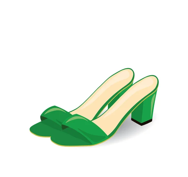 Sandálias verdes com costas abertas — Vetor de Stock