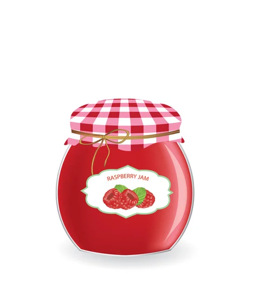 Raspberry jam jar — Stock Vector