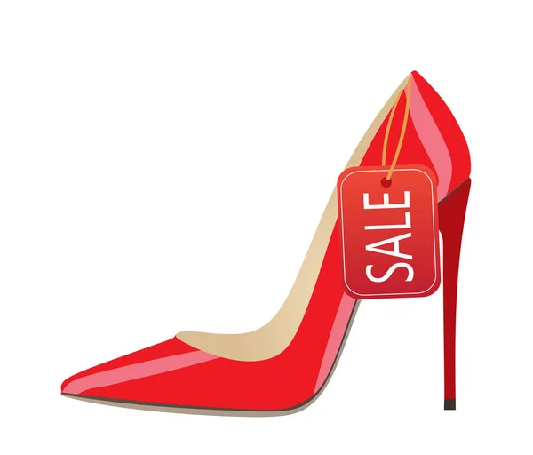 Sapato Vermelho Com Aviso Venda Ilustração Vetorial — Vetor de Stock