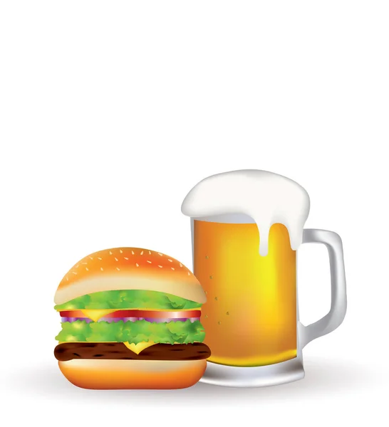Hamburger e birra — Vettoriale Stock
