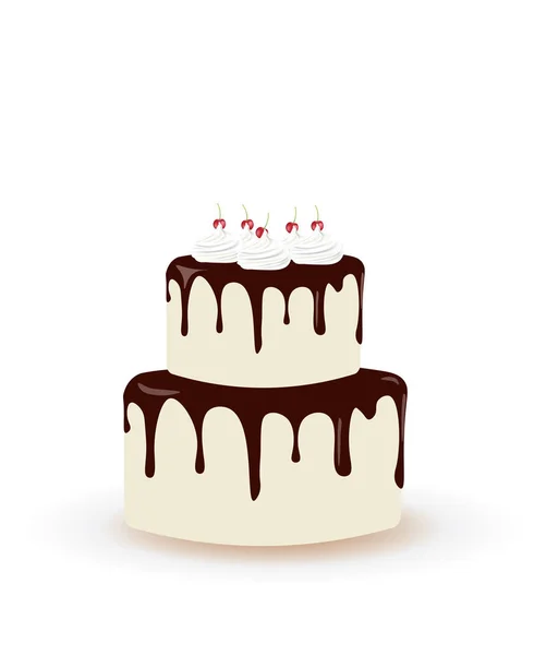 Grand gâteau d'anniversaire aux cerises — Image vectorielle