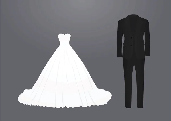 Bröllopsklänning Och Kostym Vektor Illustration — Stock vektor