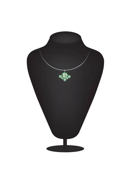 Manichino silhouette con collana di diamanti smeraldo — Vettoriale Stock