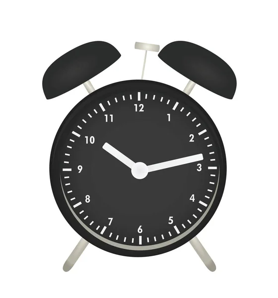 Reloj Despertador Negro Ilustración Vectorial — Vector de stock