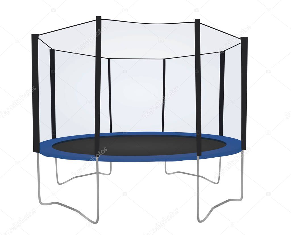 Kids trampoline. Enclosure net. vector illustration