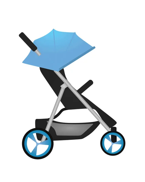 Carrinho Bebé Azul Ilustração Vetorial — Vetor de Stock