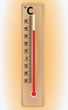 Ahşap kahverengi termometre. vektör illüstrasyon