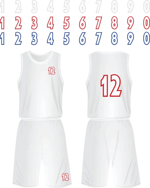 Weißes Basketballshirt Und Kurze Hosen Mit Nummern Vektorillustration — Stockvektor