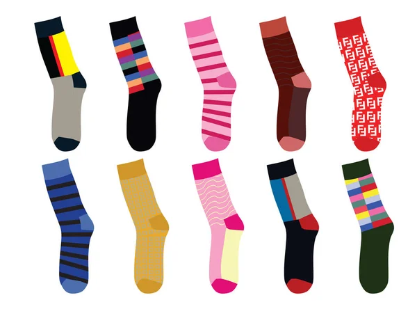 Ensemble Coloré Chaussettes Illustration Vectorielle — Image vectorielle