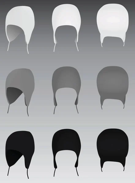 Chapeau Hiver Noir Gris Blanc Illustration Vectorielle — Image vectorielle