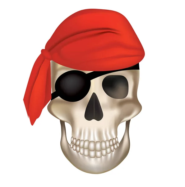 Cráneo pirata con sombrero rojo — Archivo Imágenes Vectoriales