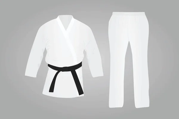 Vit Karate Kostym Martial Uniform Vektor Illustration — Stock vektor