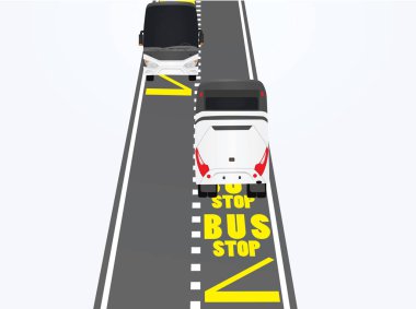 Yolda otobüs durağı. vektör çizim