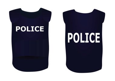 Blue police vest. vector illustration clipart
