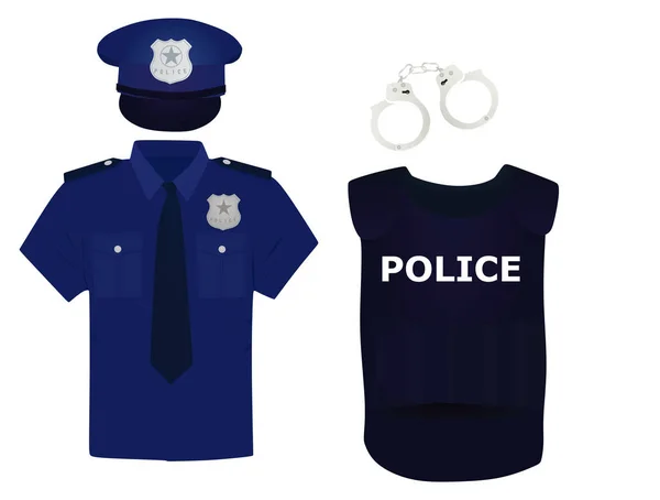 警官の制服と手錠ベクトル — ストックベクタ