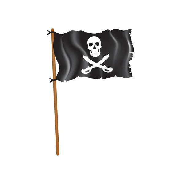Bandera pirata desgarrada negra — Archivo Imágenes Vectoriales