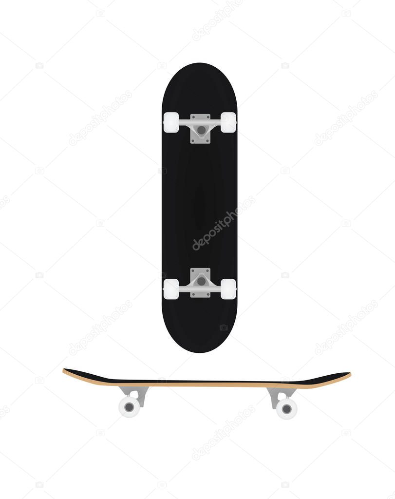 Black skate board. vector illustration