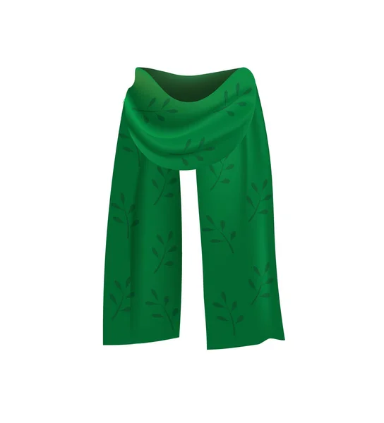 Grüner Schal mit Blattmuster — Stockvektor