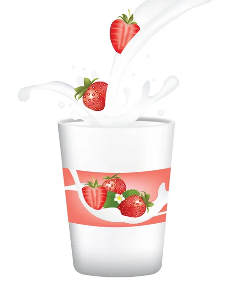 Strawberry Yogurt Vector Illustration — Stock Vector
