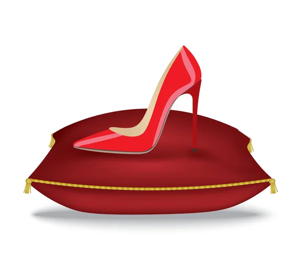 枕の上に赤い靴 ベクトル — ストックベクタ