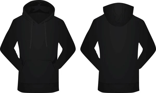 Black Hoodie Front Back View — Stock Vector