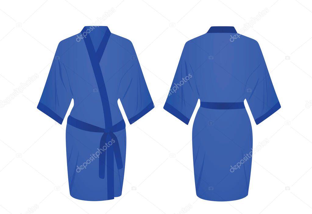 Blue  woman bathrobe. vector illustration