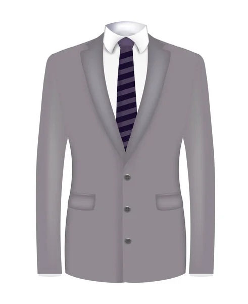 Grey Man Suit Striped Tie Vector — Stock Vector