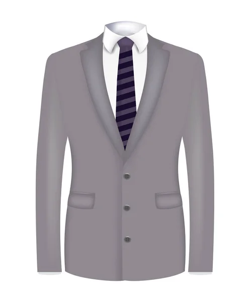 Traje Hombre Gris Con Corbata Rayada Vector — Archivo Imágenes Vectoriales