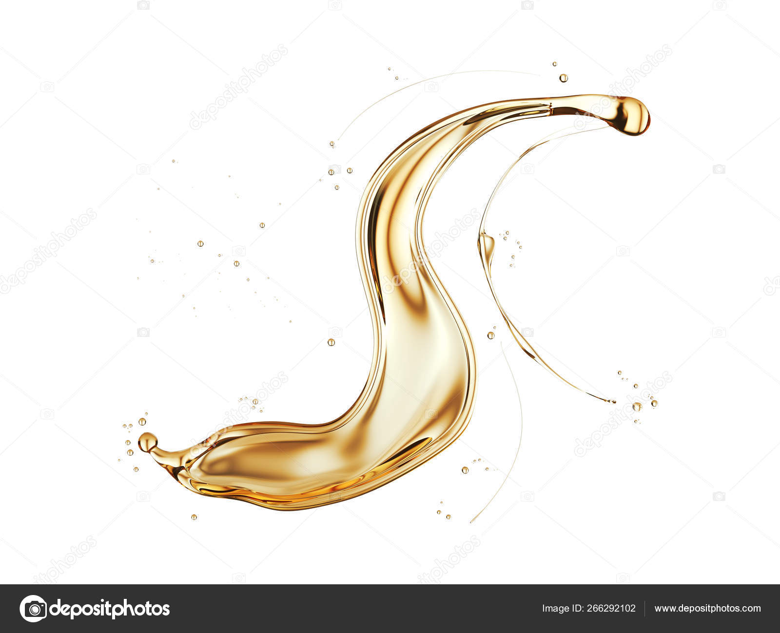 Olive Engine Oil Splash Golden Sunflower Oil Isolated White Background