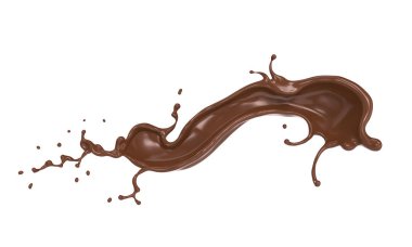Chocolate or cocoa splash isolated on white background, 3d rendering Include clipping path. clipart