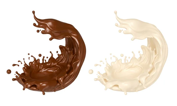 Schizzo Latte Cioccolato Con Percorso Ritaglio Illustrazione — Foto Stock