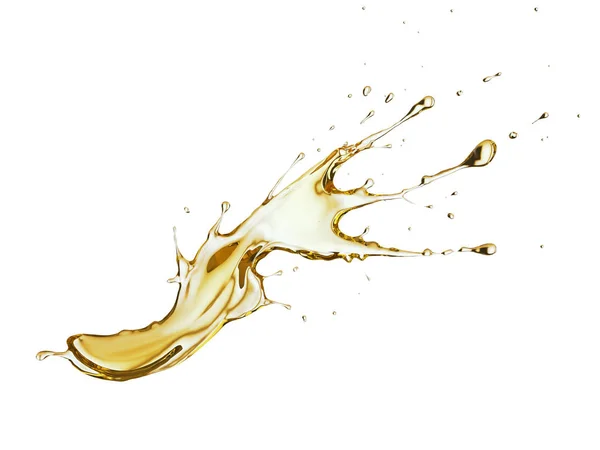 Oliven Oder Motoröl Spritzer Goldenes Sonnenblumenöl Isoliert Auf Weißem Hintergrund — Stockfoto