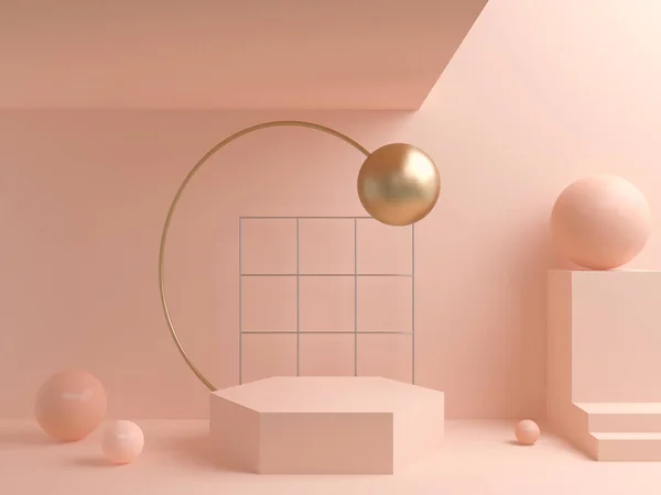 Latar belakang bentuk geometris abstrak, mockup minimalis modern untuk tampilan podium atau showcase dengan cuti hijau . — Stok Foto