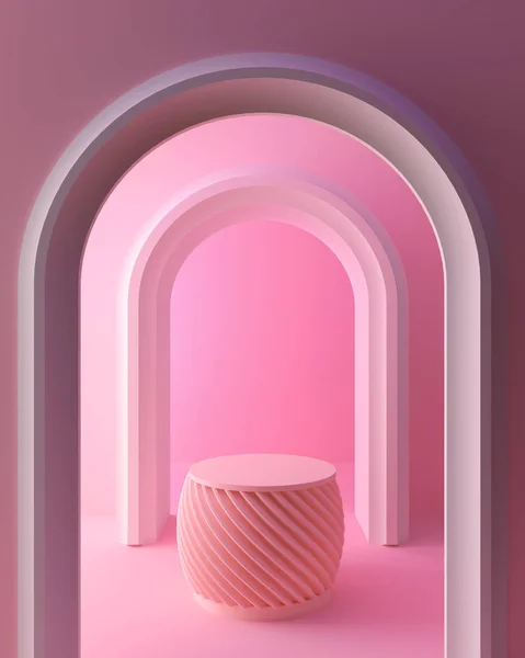 Abstract roze kleur geometrische vorm achtergrond, moderne minimalistische mockup voor podium display of showcase. — Stockfoto