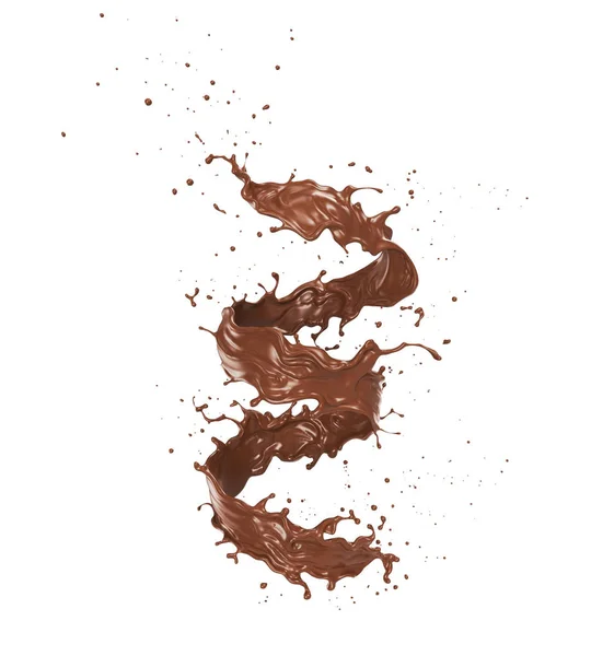 Twisted Dark Chocolate Milk Splash Isolated Background Include Clipping Path — Stock Photo, Image