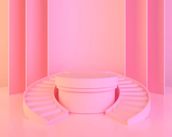 Cor rosa abstrata fundo forma geométrica, moderno minimalista mockup para exibição de pódio ou vitrine . — Fotografia de Stock