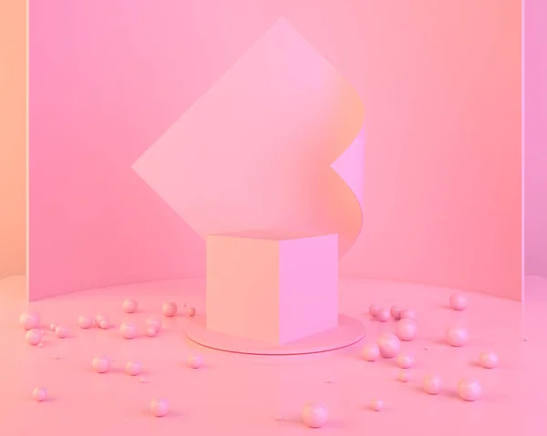 Fondo de forma geométrica de color rosa abstracto, maqueta minimalista moderna para exhibición o escaparate del podio, representación 3d . — Foto de Stock